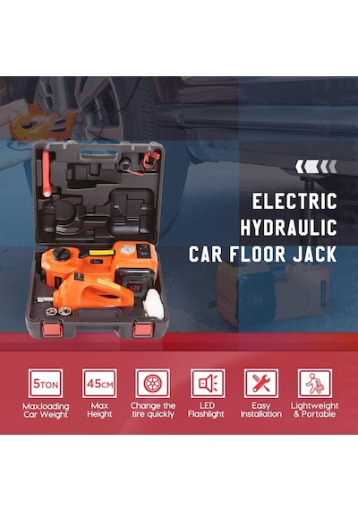 Elektrikli Araba Kriko Kiti 5 Ton 12v Hidrolik Kriko Seti
