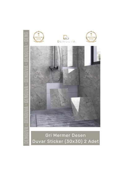 Sticker Mutfak Banyo Tezgah Duvar Sticker Isıya Dayanıklı Yapışkanlı Gri Mermer Desen 30x30cm - 2 A