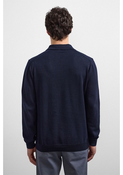 Back And Bond Lacivert Relaxed Fit Polo Yaka Triko Kazak