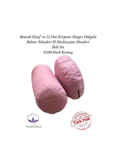 Remege Meditasyon Minderi & Bolster Minderi İkili Set Pembe Pm3