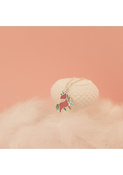 Dkmn Silver 925 Ayar Gümüş Mineli Unicorn Kolye Pembe