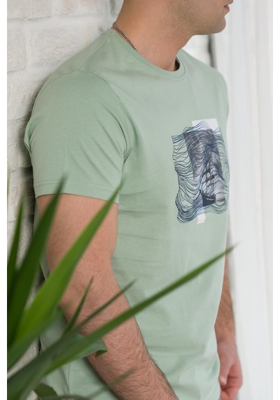 Regular Fit Pamuklu Baskı Detaylı Erkekyazlık T-shirt 001