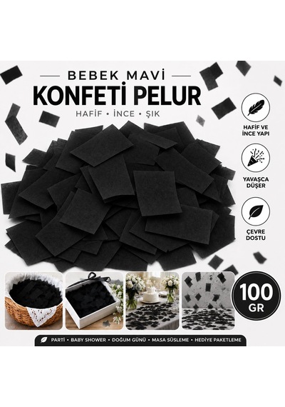 Siyah Konfeti Pelur 100 Gr, Parti, Düğün Süsü, Masa Süsleme Ve He Tüm Yaşlar