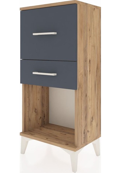 Arges Komodin 2 Çekmeceli 44x30x96 Çam-antrasit Atlas Çam