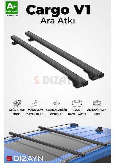 S-dizayn Vw Polo Cross S-bar Cargo V1 Ara Atkı Tavan Taşıyıcı Barı Siyah 130 Cm 2009-2017 A+ Kalite