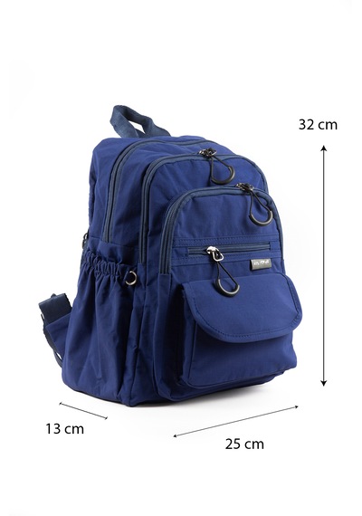 İmaks Küçük Boy 32 Cm Hafif Su Geçirmez Paraşüt Kumaş Çok Gözlü Günlük Kadın Sırt Çantası 8317a Lacivert