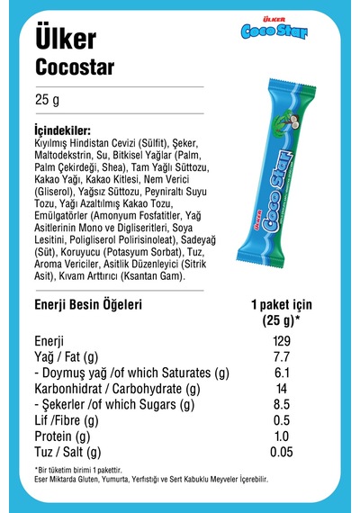 Coco Star Hindistan Cevizli Sütlü Çikolata Kaplamalı Bar - 25 Gram - 24 Adet