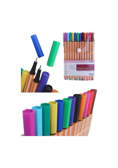 Fineliner 0,4 Ml, 12 Renk Keçeli Kalem, Ince Uçlu Yazı Çizim Ispirtolu Kalem