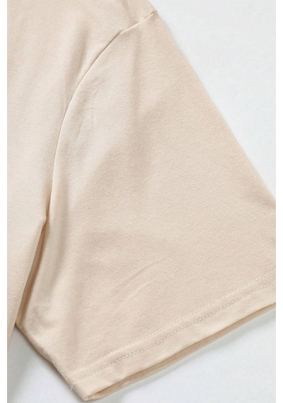 Uyguntarz Erkek Los Angles Baskılı Oversize Tshirt Bej