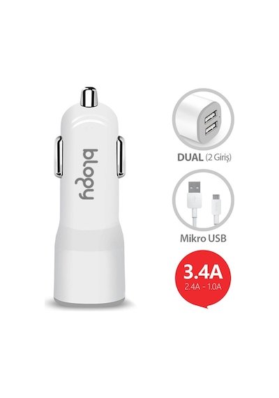 Blogy 3.4A Dual Usb Araç Şarj Seti