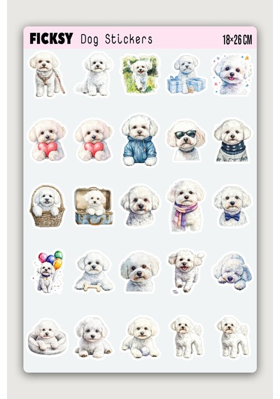 Bichon Frise Köpek Sticker Seti - 25 Adet Etiket Çıkartma Diğer