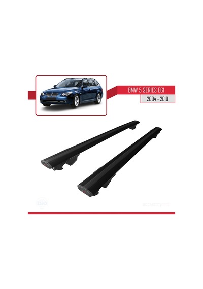 Bmw 5 Serisi E61 2004-2010 Arası İle Uyumlu Hook Model Anahtar Kilitli Ara Atkı Tavan Barı Siyah