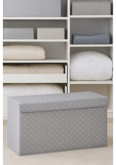 Serstil Mega Boy Kapaklı Sert Karton Gri Puantiyeli Hurç Organizer Xxl 70x40x30 Cm Gri Benekli