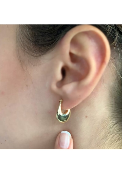 Sembol Gold Altın Küpe 14K 585 Parlak Çanta Tasarım 1.8 Cm Küpe Bombeli