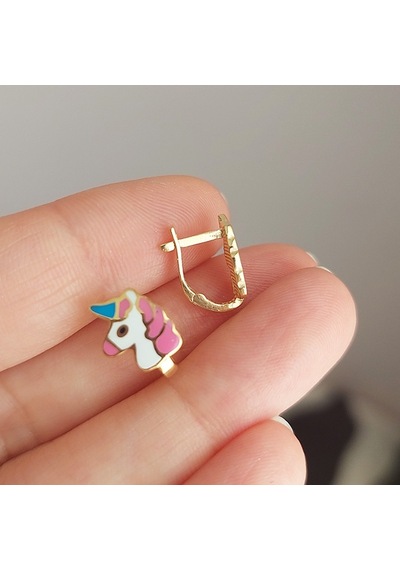 Vaoov 925 Ayar Gümüş Unicorn Çocuk Küpe N11.40080