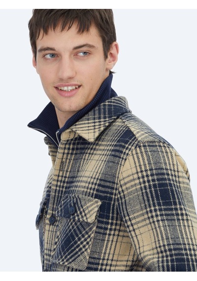 Kip Lacivert Regular Fit Dokuma Overshırt Lacivert