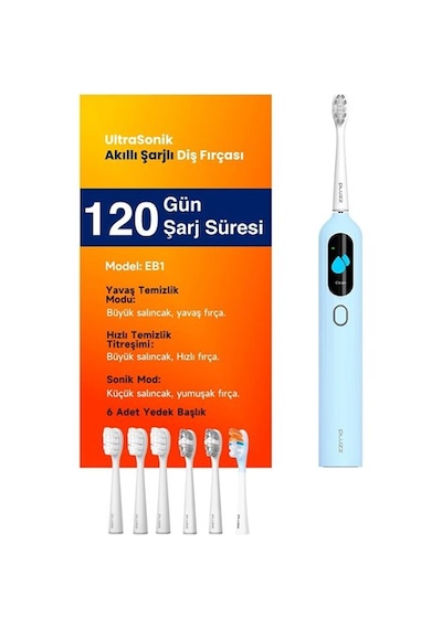 Pluzz Eb1 Ultra Sonic Şarjlı Diş Fırçası - Mavi