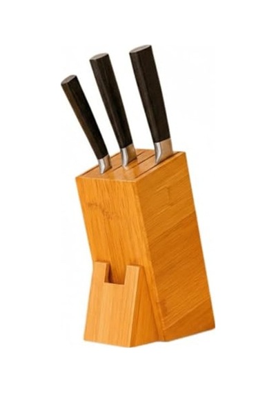 220 Mm Eğik Tasarımlı Bambu Bıçak Standı, Kaymaz Taban İle Pratik Mutfak Düzenleyici 6999