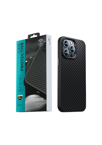 Apple Uyumlu iPhone 14 Plus Kılıf Karbon Fiber Magsafe Şarj Özellikli Benks Hybrid Armorpro 1500d Kevlar Siyah -