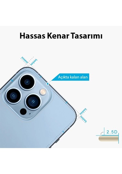 Ally İphone 13 Pro Max 6.7 Tempered Şeffaf Arka Cam Koruyucu- 5775
