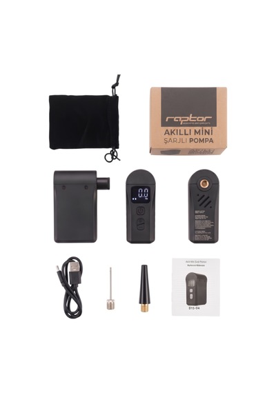 Raptor D15-04 Şarjlı Elektronik Mini Pompa 260001 Siyah