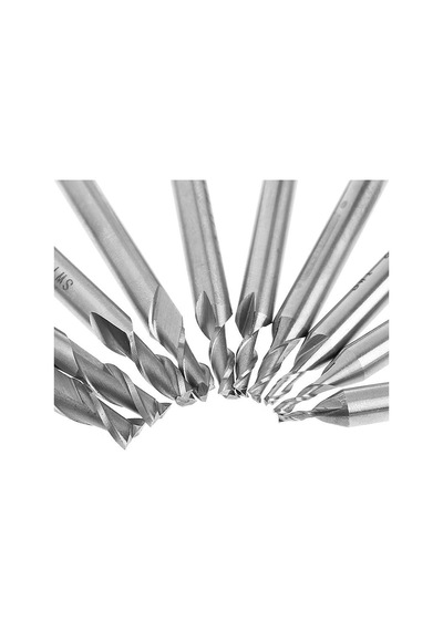 HSS Düz Shank 2 Flüt End Mill Kesici CNC Matkap Ucu 10 lu Set 1.5