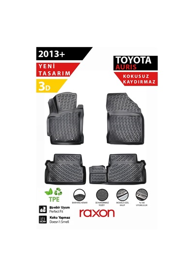 Toyota Auris 2013+ 3d Havuzlu Paspas Tam Uyumlu Su Geçirmez, Kaymaz