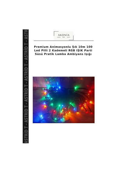 Premium Animasyonlu Şık 10m 100 Led Pilli 2 Kademeli Rgb Işık Parti Süsü Pratik Lamba Ambiyans Işığı