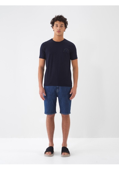 Xint Lacivert Pamuk Dokulu Slim Fit Tişört 502122