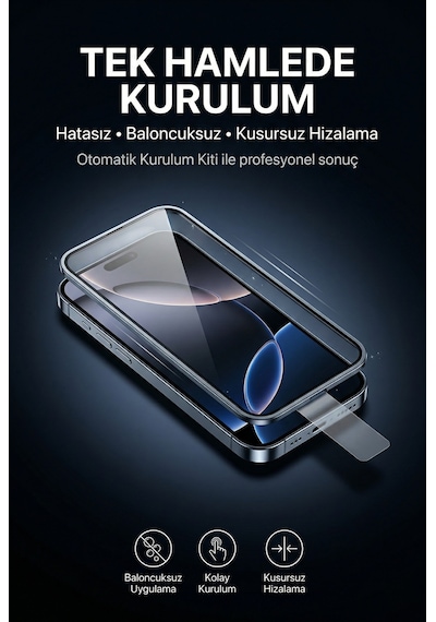 Horizon Privacy iPhone 17 Pro - Pro Max Uyumlu Ekran Koruyucu Otomatik Kurulum Kiti 28 Gizlilik Filtresi 9h Temperli Cam Anti-reflective & An - iPhone 17 Pro Max
