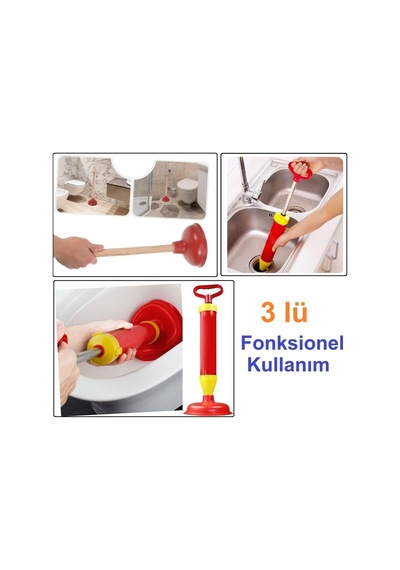 Klozet Sifon Banyo Evye Vakum Pompası Kaucuk Başlık Güçlü Vakum Pompa Küvet Tıkanık Açma Pompa 3lü