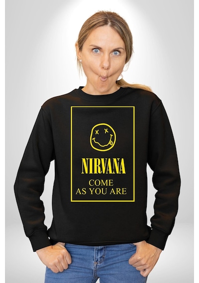 Nirvana Müzik Grubu Unisex Siyah Sweatshirt Siyah