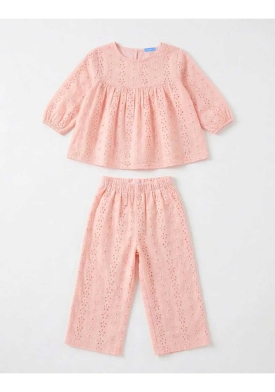 Fistolu Içi Astarlı Kız Alt-üst Set Oversize Beli Lastikli 2-7 Yaş Turuncu