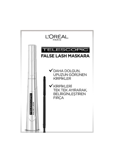 Paris False Lash Telescopi Daha Uzun Ve Dolgun Kirpikler İçin Siyah Maskara