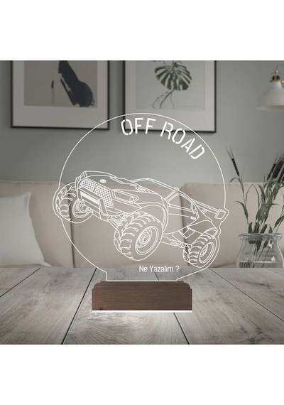 Luvivia Off Road Arazi Aracı Jeep Tasarım Kişiye Özel 3d Lamba - Masa Gece Lambası V2 Şeffaf