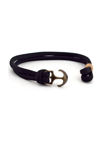 Siyah Paracord Bronz Çapali Denizci Erkek Bileklik Bt548 Çok Renkli