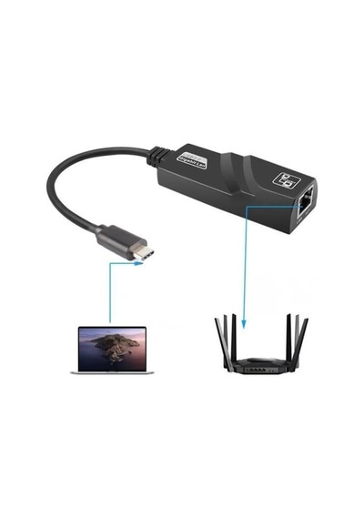 Bilgisayar Uyumlu Type-c To Rj45 Ethernet Çevirici Dönüştürücü Adaptör Destekli 100mbps