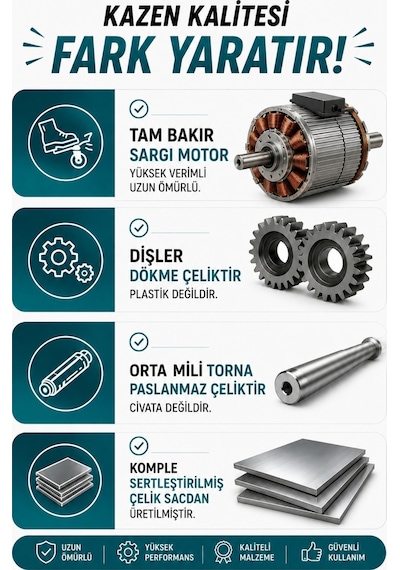 Kazen 180 Litre - Orta Boy Betoniyer Beton Mikser Beton Harç Yem Tohum Karma Makinesi - 3. Nesil