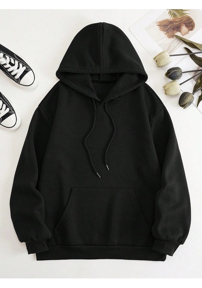 Coke Serisi Skeleton Print Zip Up Thermal Lined Drawstring Hoodie Siyah