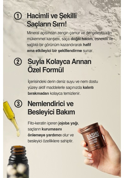 Güçlü, Kalıntı Bırakmayan, Çamur Ve Killi, Besleyici Dashu For Men Premium Wild Design Mucle Wax