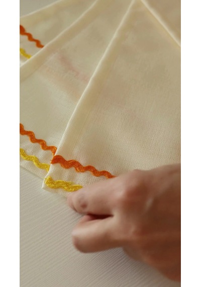 Yakacihome Ziggy 5 Parça 4 Parça Amerikan Servis & 1 Parça Runner Duck Keten Yıkanabilir Leke Tutmaz Set Krem