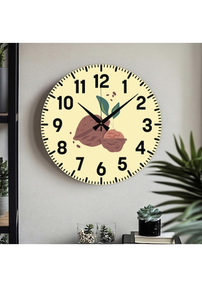 Dekoratif Türkçe Rakamlı Uv Baskılı Duvar Saati Sessiz Akar Mekanizma 40cm Metal Akrep Yelkovan Kahverengi