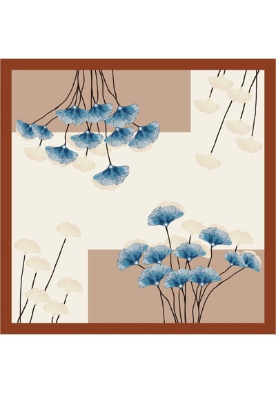 Tarzını Seç Kahverengi Ginkgo Fular / Bandana / Aksesuar / Şal / Eşarp 70x70