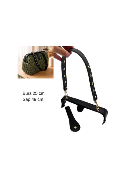 Çanta Aksesuar 25 Cm Lüks Model Çanta Seti Siyah Light Gold Metalli Diğer