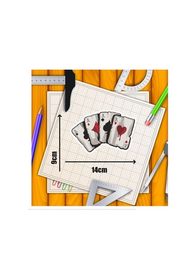 Poker Kağıdı Full As Araba, Motorsiklet, Kask, Laptop, Cam Sticker 14x9 Cm