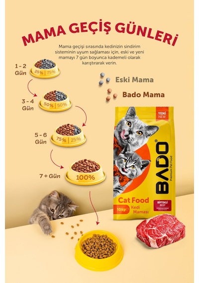 Bado Yetişkin Kedi Maması Etli 10 Kg