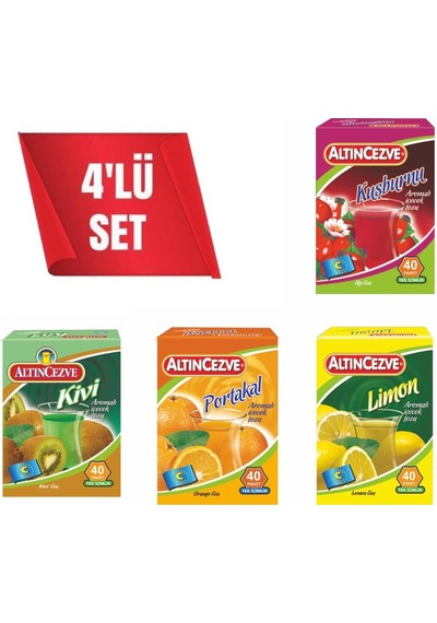 Altıncezve Tek İçimlik Portakal + Limon + Kuşburnu + Kivi İçecek Tozu 4'lü