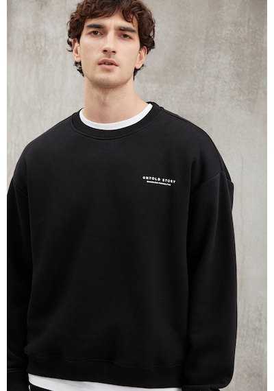 Grimelange Bryan Erkek Yumuşacık Kumaşlı 3 Iplik Oversize Bol Kesim Yuvarlak Yakalı Baskılı Siyah Sweatshirt Grimelange Bryan Erkek Yumuşacık Kumaşlı 3 Iplik Oversize Bol Kesim Yuvarlak Yakalı Baskılı Siyah Sweatshirt