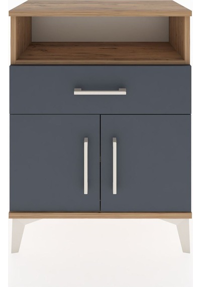 Arges Komodin Tek Raflı 2 Çekmeceli 2 Kapaklı 60x30x80 Çam-an... Çam