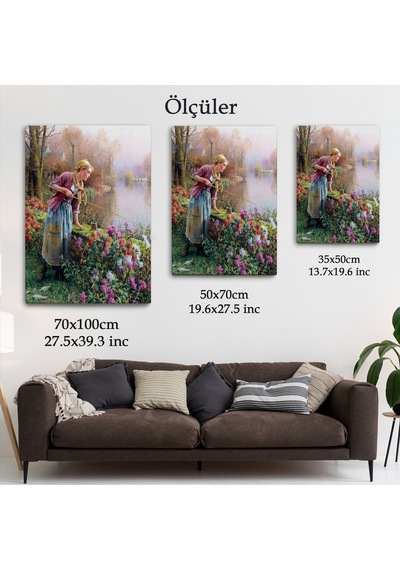 Akarsu Kenarındakı Rus Köylü Kızı Dekoratif Duvar Tablosu-6165 50 X 70